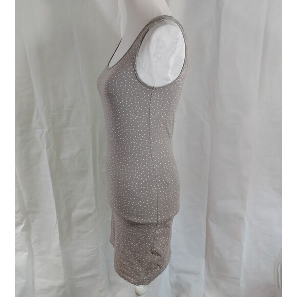 H&M Basic Tank Bodycon Mini Dress Small Sleeveless Gray White Polka Dot Stretch - Picture 4 of 10